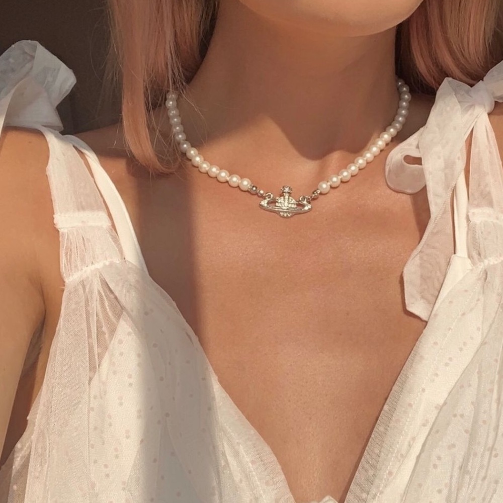 Vivienne Westwood silver pearl necklace